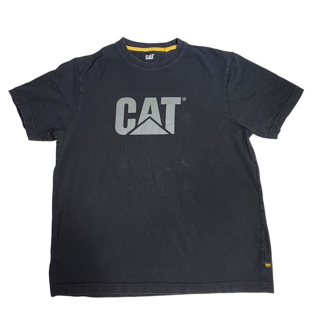 Caterpillar CAT Logo Graphic T-Shirt Mens Medium Black Short Sleeve‎ Cotton Tee